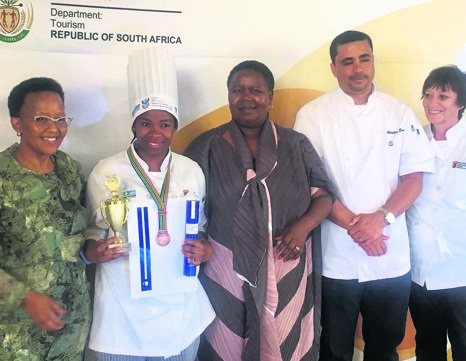 Tourism minister Tokozile Xasa (left) with some of the chefs.