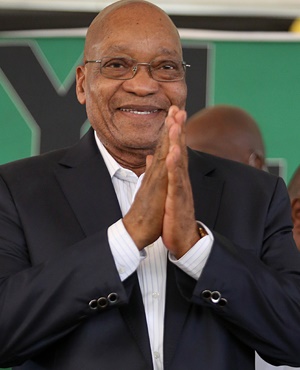 President Jacob Zuma smiles during the African National Congress Youth League cadres' forum at uPhongolo. (Thuli Dlamini, Gallo Images, The Times, file)