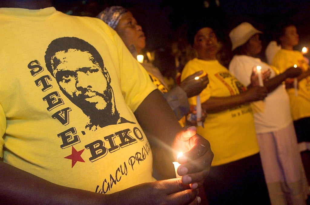 Members of the Socialist Party of Azania hold a memorial ceremony in 2005 for Steve Biko. PHOTO: Rajesh Jantilal/AFP