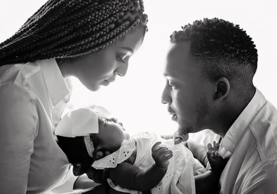 Parents Jessica Nkosi and TK Dlamini with their baby girl. Photo: Instagram 