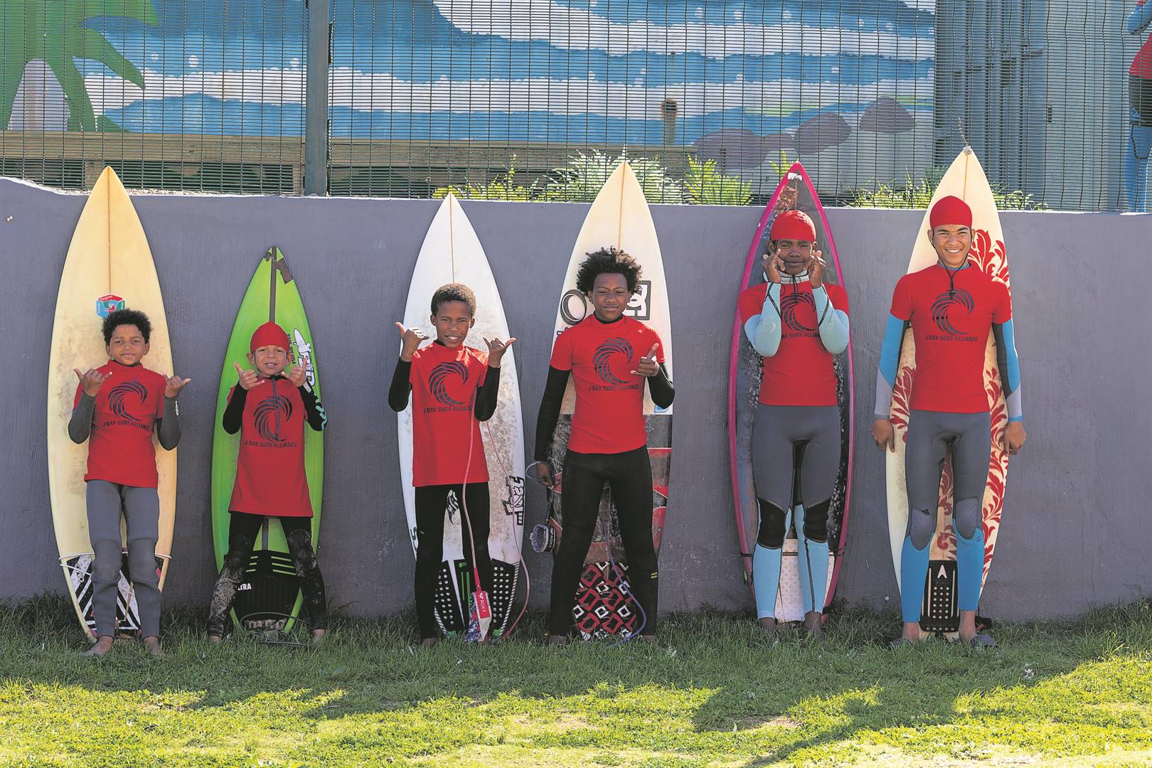 At the Jeffreys Bay Surf Alliance (JBSA) surf therapy programme the children gather to surf under the guidance of dedicated coaches. Photo: Mike Ruthnum