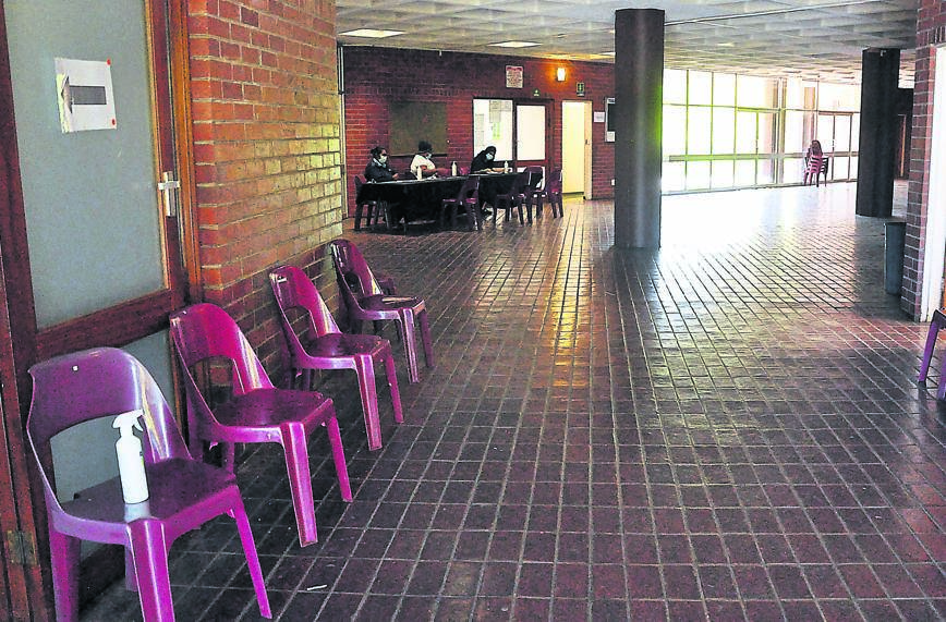 An empty vaccination centre at Truro Hall in Northdale, Pietermaritzburg.