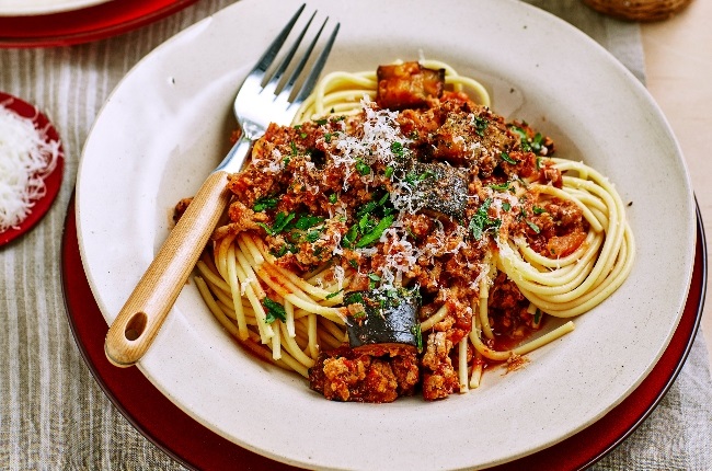 Pork and brinjal spaghetti | You
