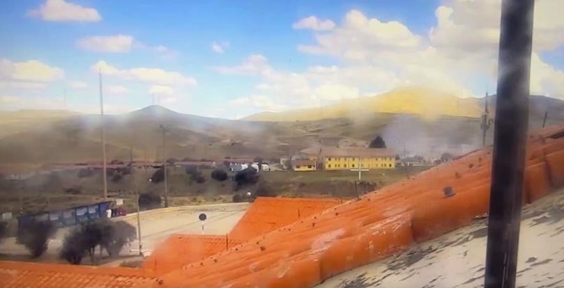 A scene of a fire from video shared from Glencore's Antapaccay copper mine in Peru.  Photo: Facebook