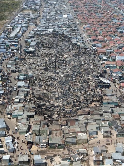 Photos supplied by the City of Cape Town showing the devastation left by a fire in Khayelitsha on Saturday. (Supplied, City of Cape Town)