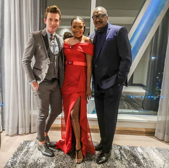 Local designer, Gert-Johan Coetzee with Dr Mathew and Gena Knowles whom he dressed.
Photo: Instagram
