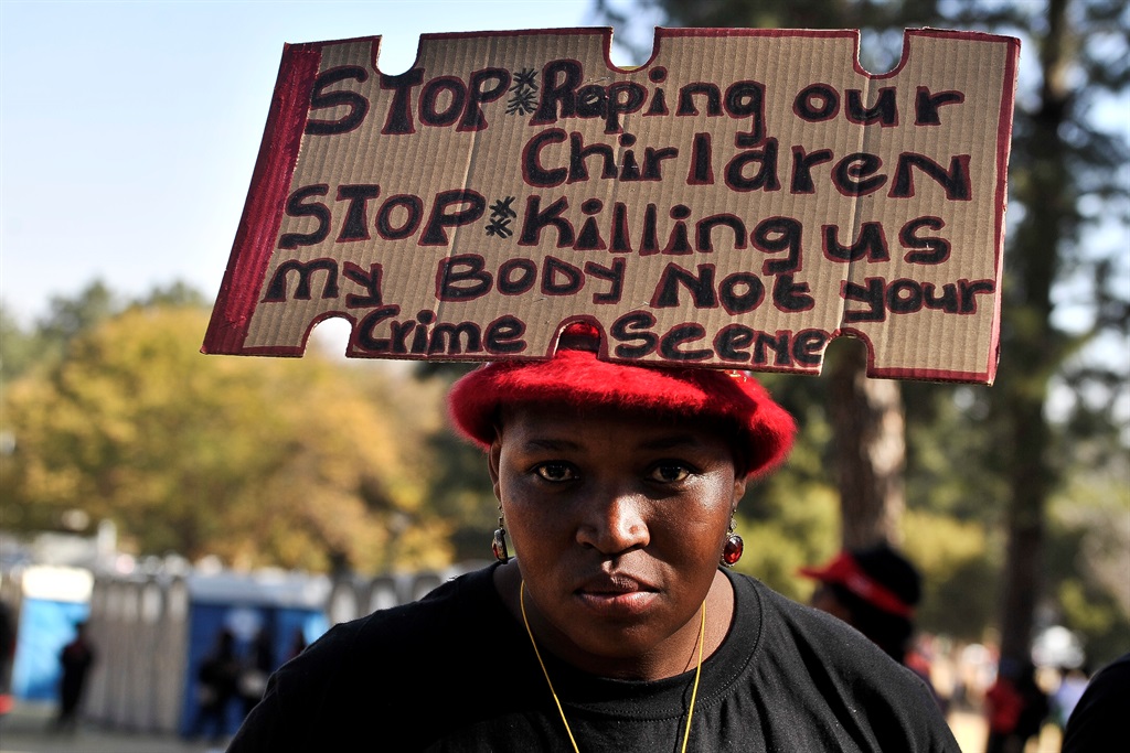 Fikile Nkambule poses for a picture during the #TotalShutdown march at the Union Buldings in Pretoria. South African women marched against gender-based violence. Picture: Rosetta Msimango/City Press
