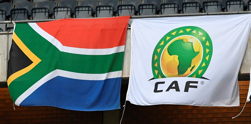 A South African and a Caf flag fly side by side in Johannesburg. Picture: Lefty Shivambu/Gallo Images