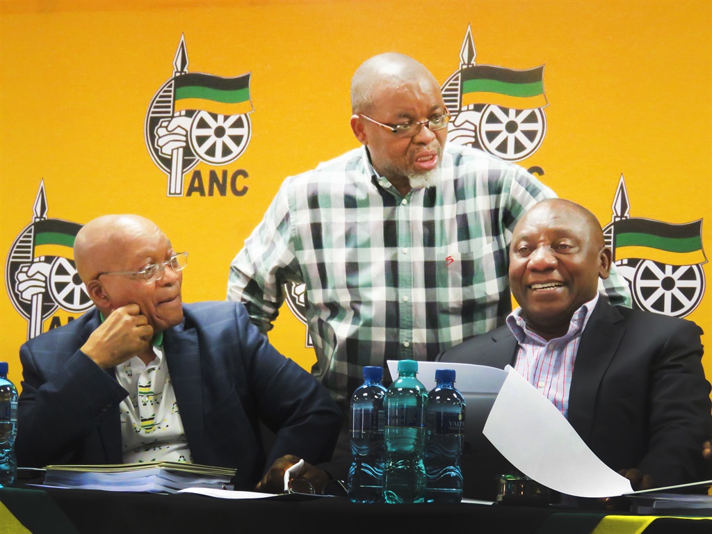 President Jacob Zuma, Deputy President Cyril Ramaphosa and ANC secretary-general Gwede Mantashe. Picture: S’thembile Cele/City Press 