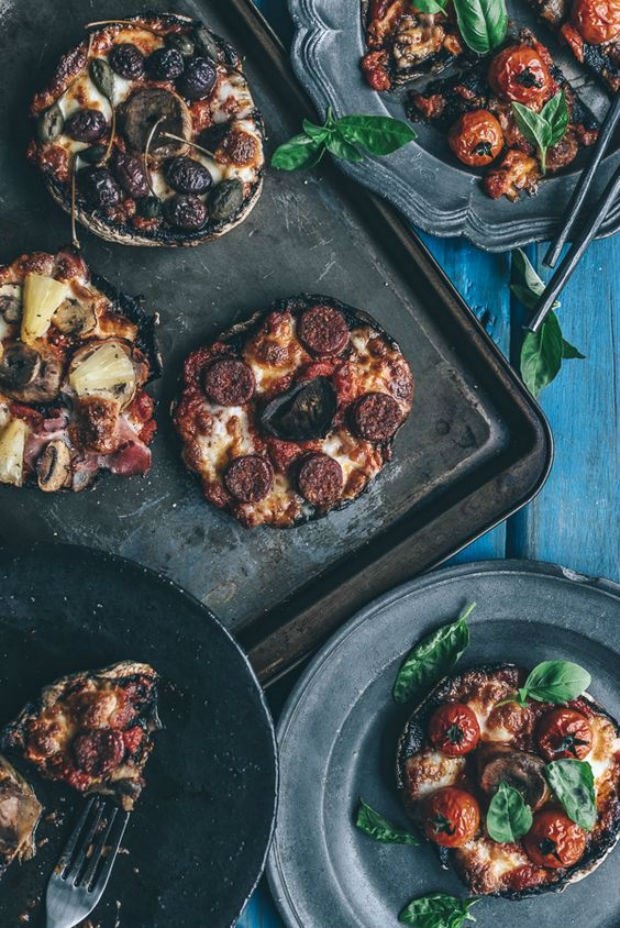mushrooms with pizza topping