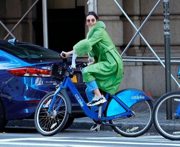 Kendall Jenner rides a bike in NYC