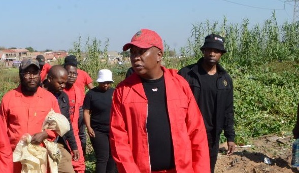 EFF leader Julius Malema during the cleaning campaign held in Diepfloof Zone 2 in Soweto on 29 April. Photo by Happy Mnguni