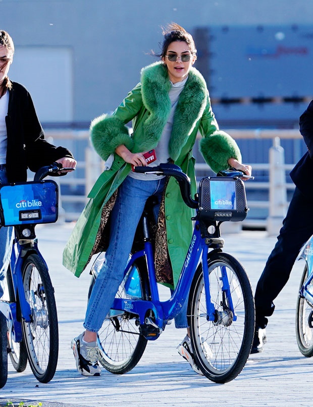 Kendall Jenner rides a bike in NYC
