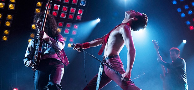 Gwilym Lee, Rami Malek and Joe Mazzello in a scene from Bohemian Rhapsody. (AP)