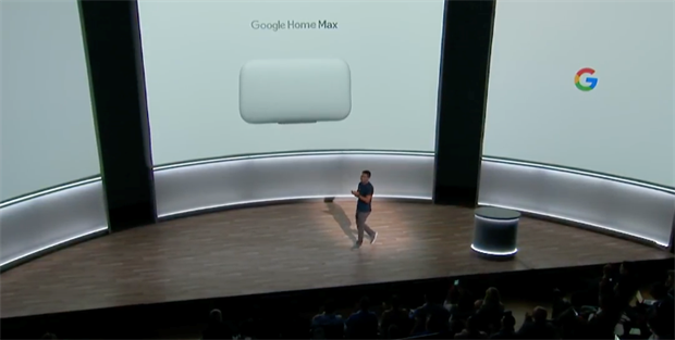 Google announce Google Home Max, a bigger digital assistant pod with AI and built-in sub woofers.&nbsp;