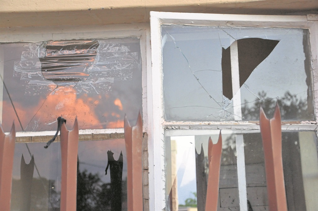 The guard room was vandalised at the Department of Basic Education in Letlhabile.    Photo by Samson Ratswana