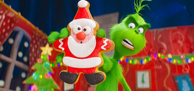 The character Grinch, voiced by Benedict Cumberbatch, in a scene from The Grinch. (AP)