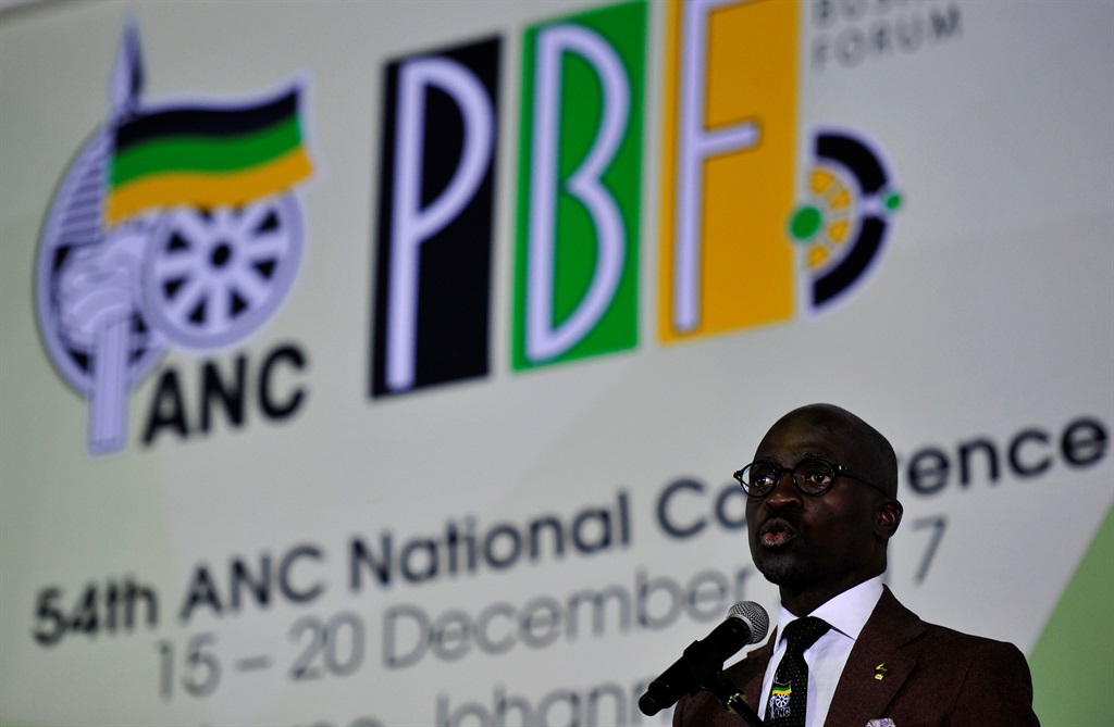 Finance Minister Malusi Gigaba addresses the business breakfast on day one of the ANC elective conference in Nasrec on December 16 2017. Picture: Tebogo Letsie