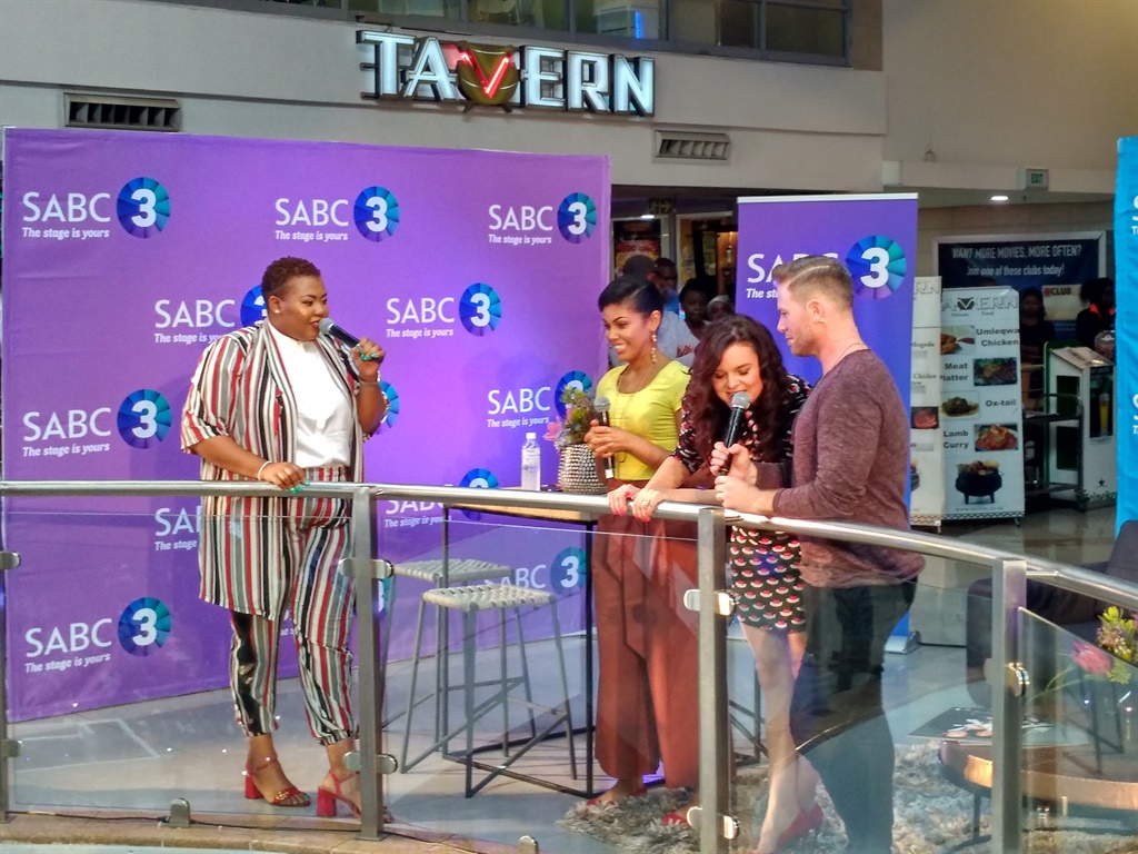 The Bold and the Beautiful stars Katie Logan, Maya Avant and Rick Forrester visited Maponya Mall in Soweto on October 23. Seen with them is Anele Mdoda.