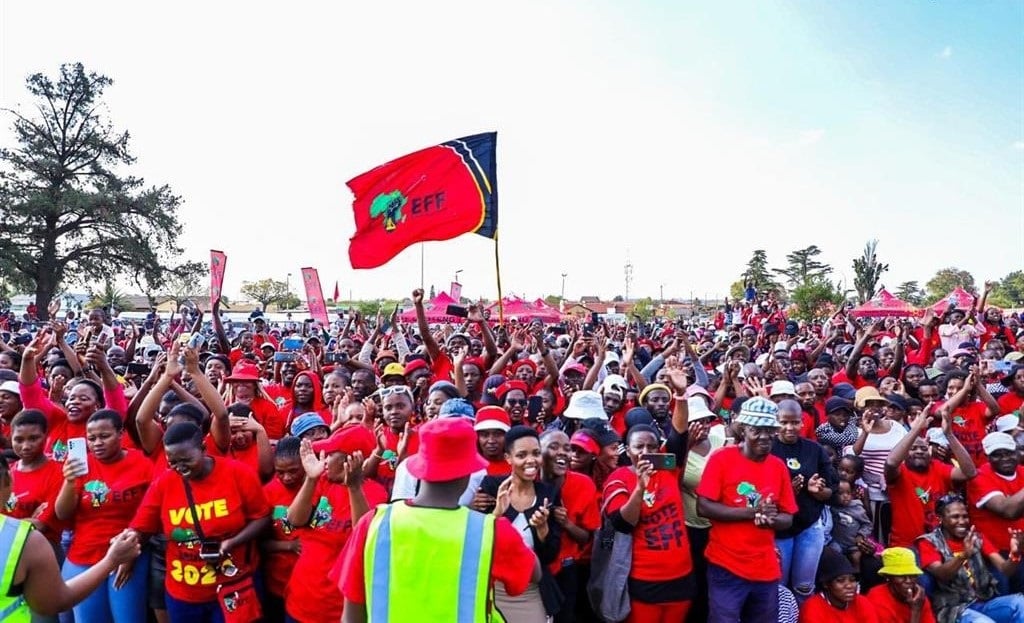 EFF leader Julius Malema told supporters in Daveyton to view a recent Ipsos poll as a driving force for their campaigning efforts. (@EFFSouthAfrica/X)