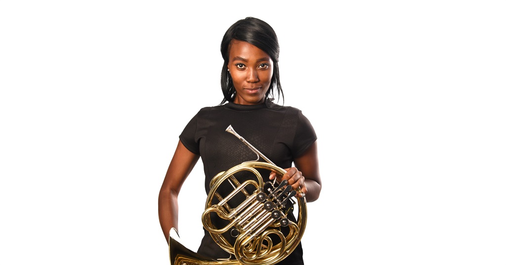 Nomsa Bapela has learnt how to play the french horn at the Johannesburg Youth Orchestra. Picture: Justine Mac