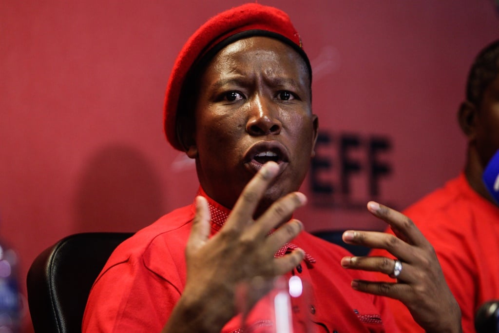 EFF leader Julius Malema addresses the media on his party's plans ahead of the State of the Nation Address in February 2018. (Photo by Gallo Images / Sowetan / Alaister Russell)