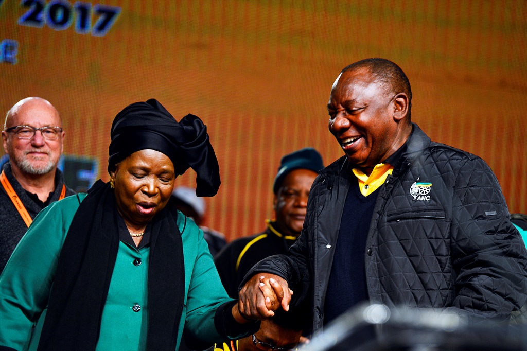 ANC NEC member Nkosazana Dlamini Zuma shares a moment with Deputy president Cyril Ramaphosa at the ANC policy conference at the Nasrec Expo Centre.PHOTO: Leon Sadiki/ Citypress
