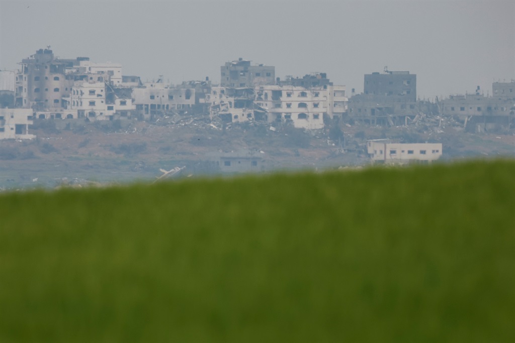 A view shows damaged buildings in north Gaza, amid