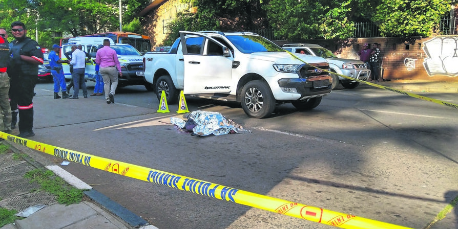The driver of a new Ford Ranger who was nearly hijacked on Thursday by three armed thugs in Berea, Joburg, shot one them.        Photo by Sthembiso Lebuso