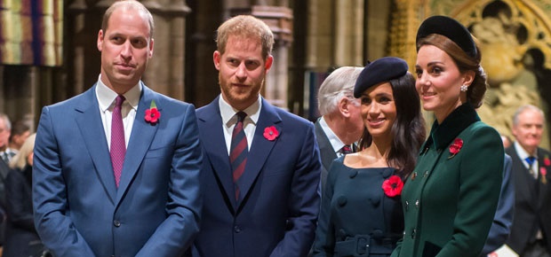 Prince William, Prince Harry, Meghan and Catherine. (Photo: Getty Images)