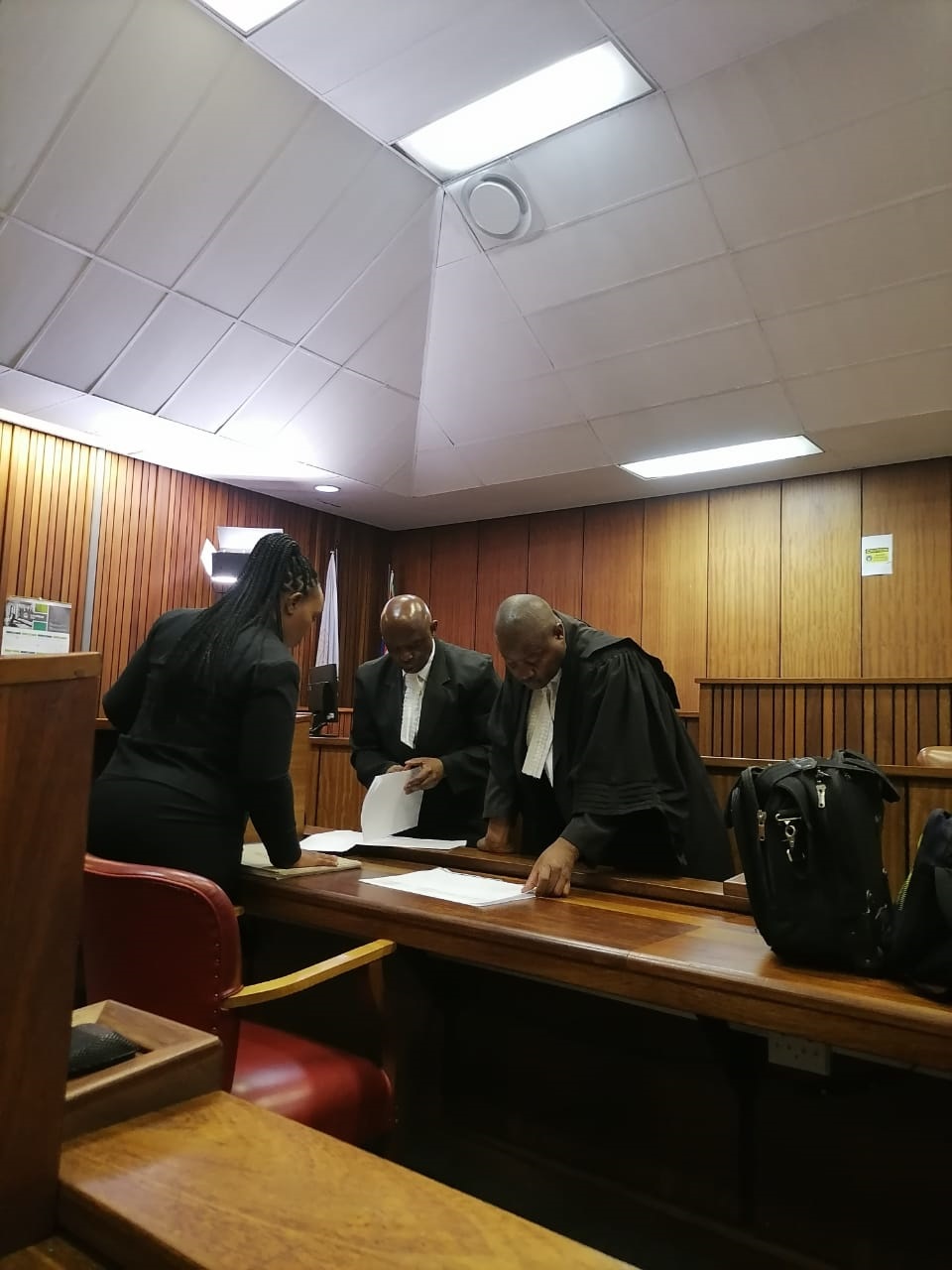 Adv George Baloyi for the State and Adv Zandile Mshololo for accused no five as well as Mr TT Thobane for accused one to four are in court. Photo by Kgomotso Medupe
