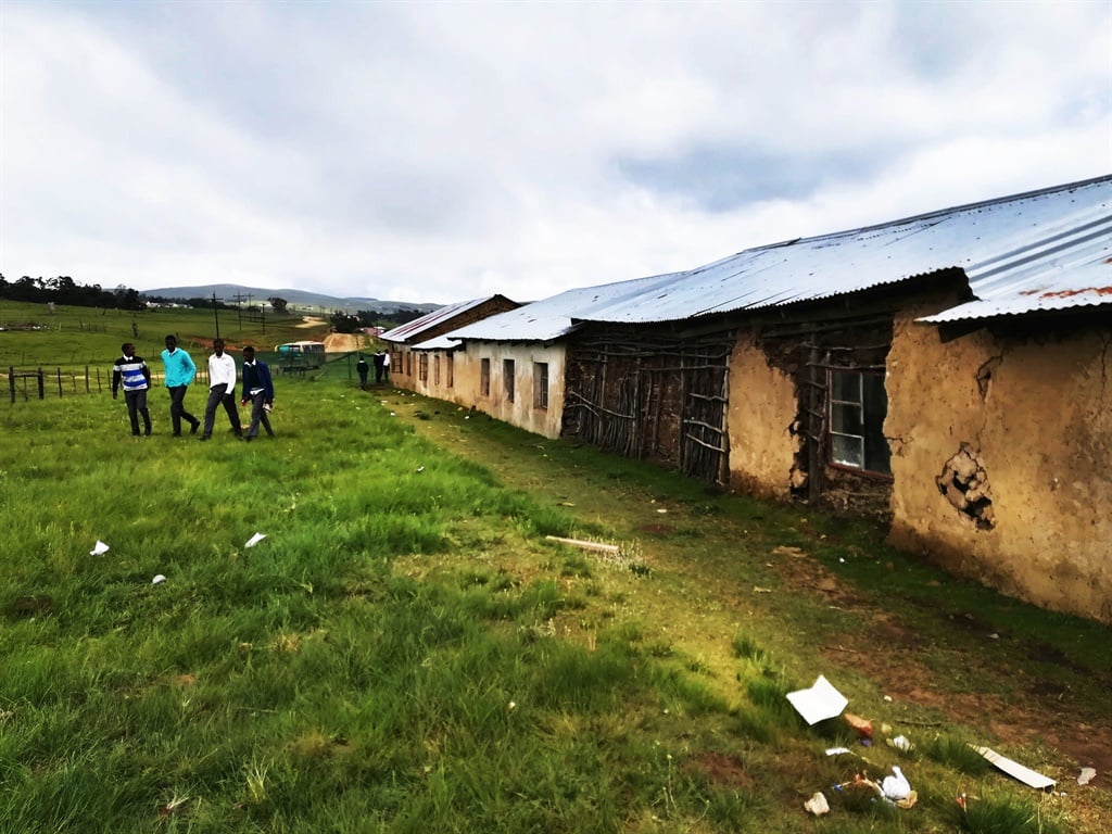 The mud classrooms are collapsing at Ntsizwa Senior Secondary School in Mount Ayliff. Picture: Lubabalo Ngcukana