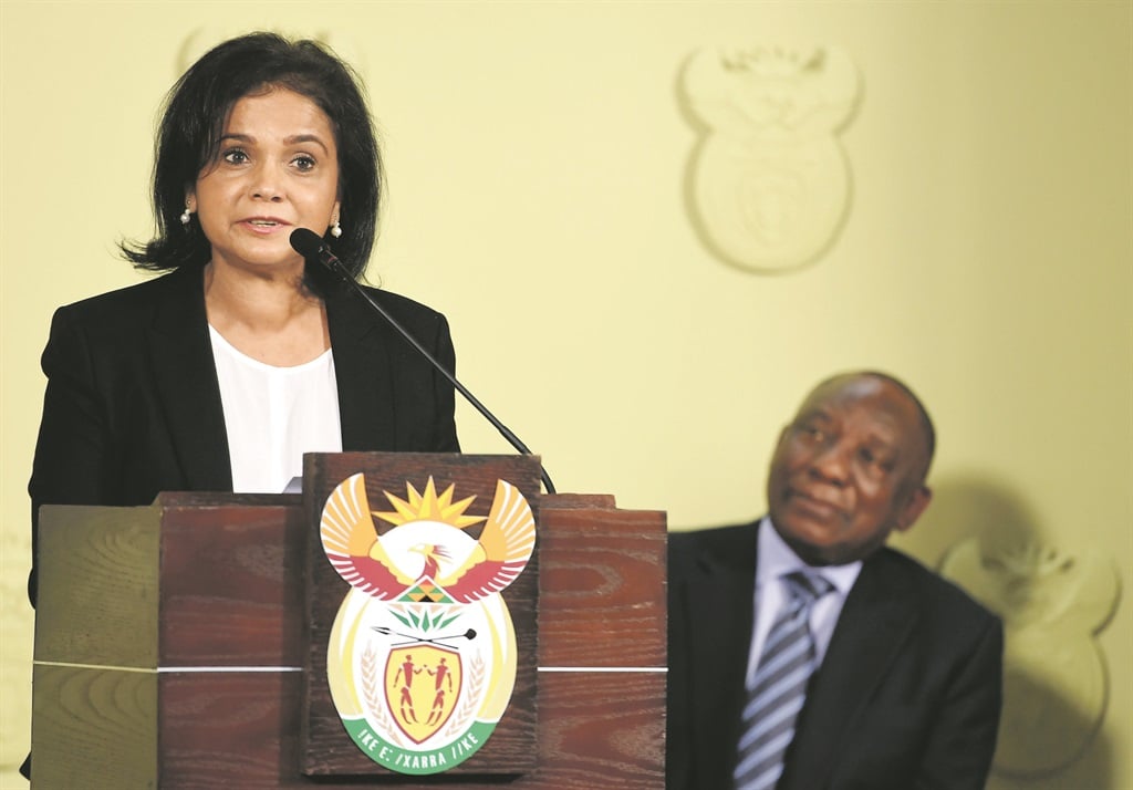 Advocate Shamila Batohi moments after being announced by president Cyril Ramaphosa to be the new NDPP head. Picture: Felix Dlangamandla
