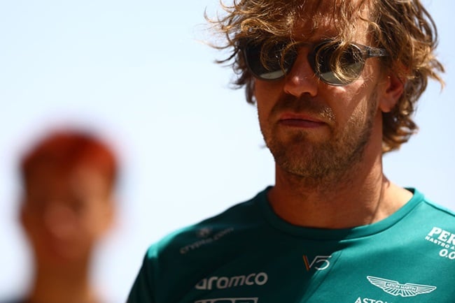 Sebastian Vettel of Germany and Aston Martin F1 Team looks on prior to the F1 Grand Prix of Spain at Circuit de Barcelona-Catalunya on May 22, 2022 in Barcelona, Spain. 