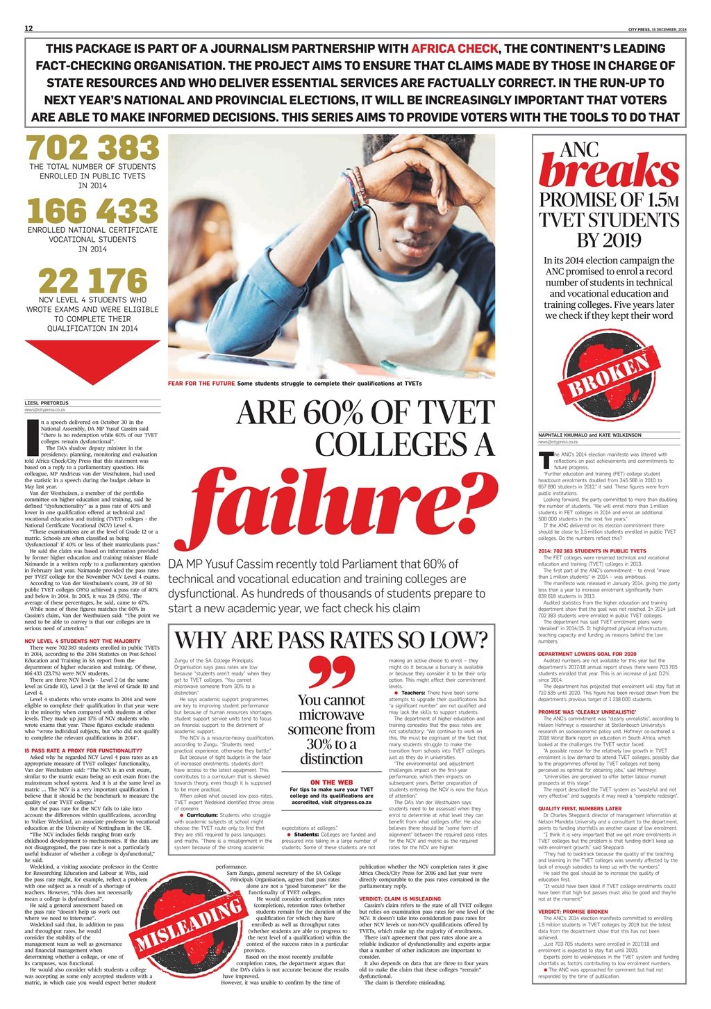 City Press published a special report on TVET colleges in collaboration with Africa Check.