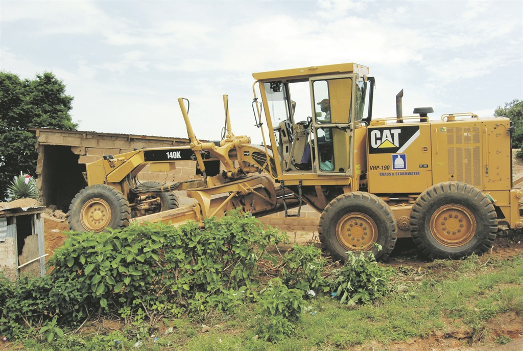 The loader tractor that allegedly damaged Nhlanhla Mabaso’s house.                  Photo by Phumlani Thabethe