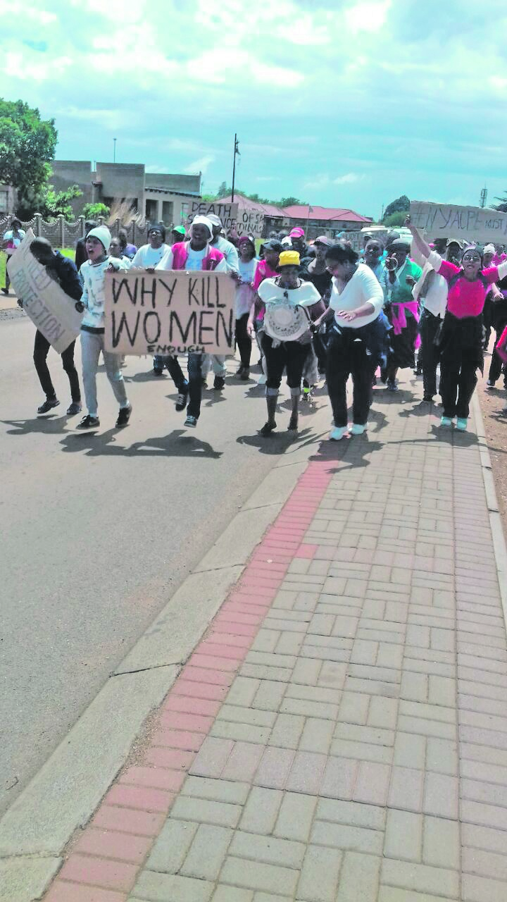 Young people, madalas and gogos march in Sebokeng to voice concern about murders in their area.