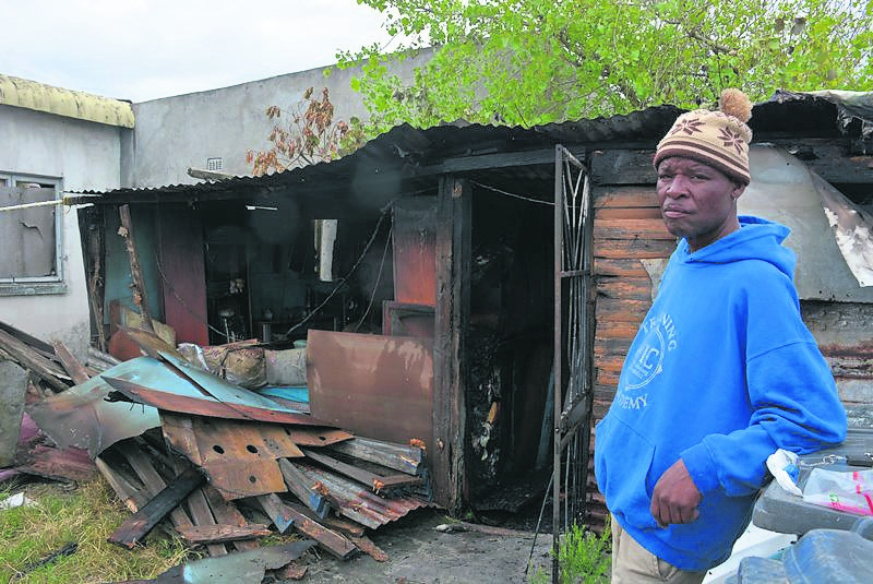Xola Sofika (49) lost everything in a shack fire at Mandela Park in Khayelitsha, Cape Town on Wednesday afternoon. Photo by Lulekwa Mbadamane