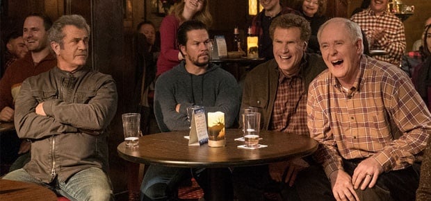 Mel Gibson, Mark Wahlberg, Will Ferrell and John Lithgow in Daddy's Home 2. (AP)