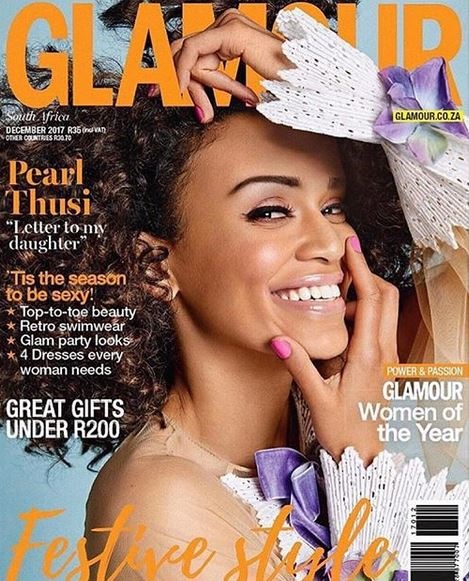 Pearl Thusi on the cover of Glamour magazine. Photo from Instagram 