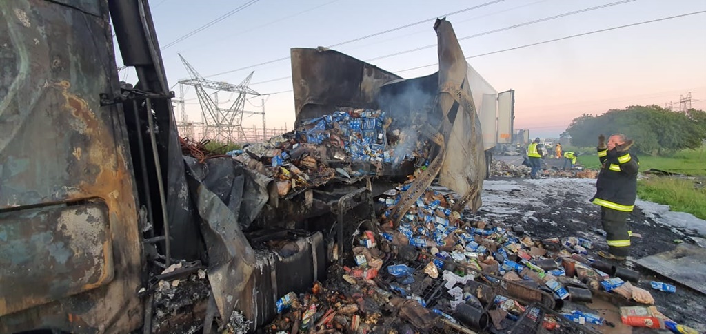 Two trucks torched on the N1 in Paarl