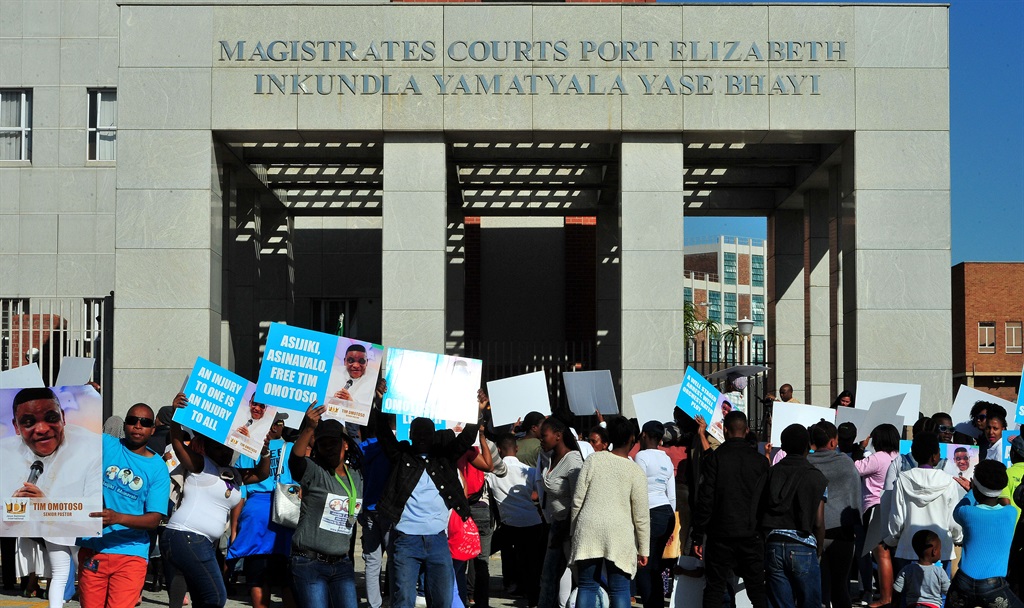 Supporters of Pastor Omotoso outside the Port Elizabeth Magistrates’ Court. Picture: Lulama Zenzile