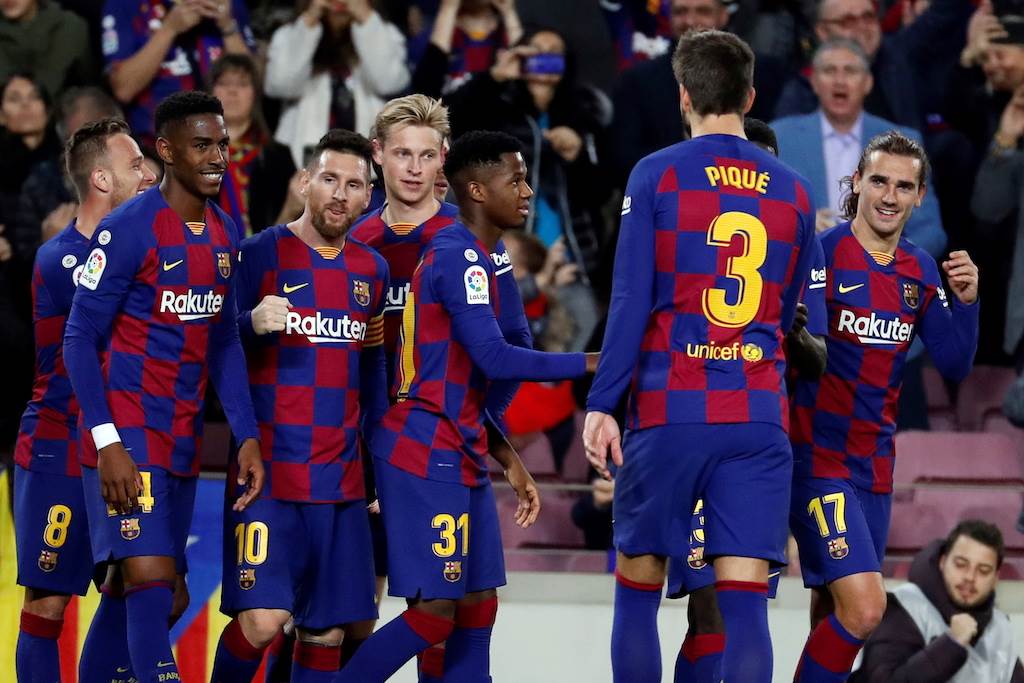 La Liga leaders Barcelona have 25 points, scoring 