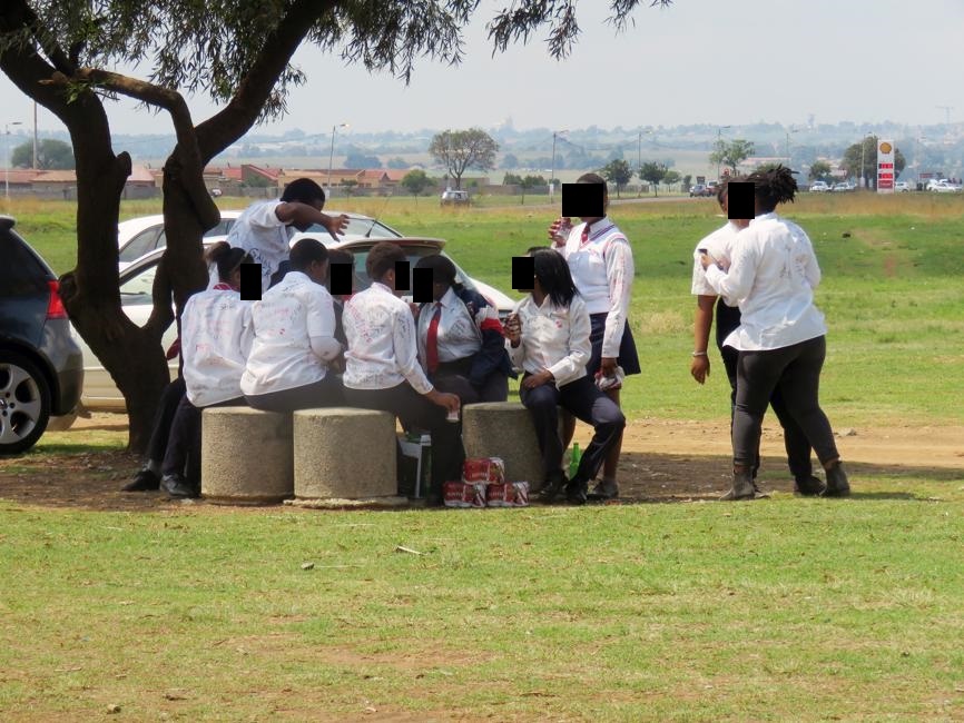 These pupils went to a park to drink after writing their final exam. Photo by Muntu Nkosi