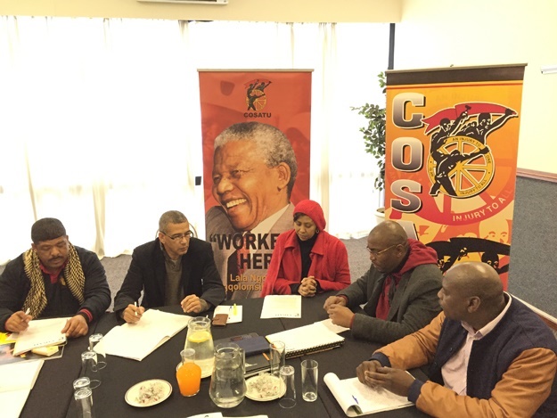 The Western Cape leadership of Cosatu at the Ritz Hotel in Sea Point, Cape Town, on 30 July 2015. (Photo: Matthew le Cordeur)