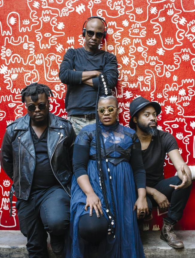 Rock group Blk Jks and singer Thandiswa ‘King Tha’ Mazwai (front, centre) will perform at the Afropunk music festival.