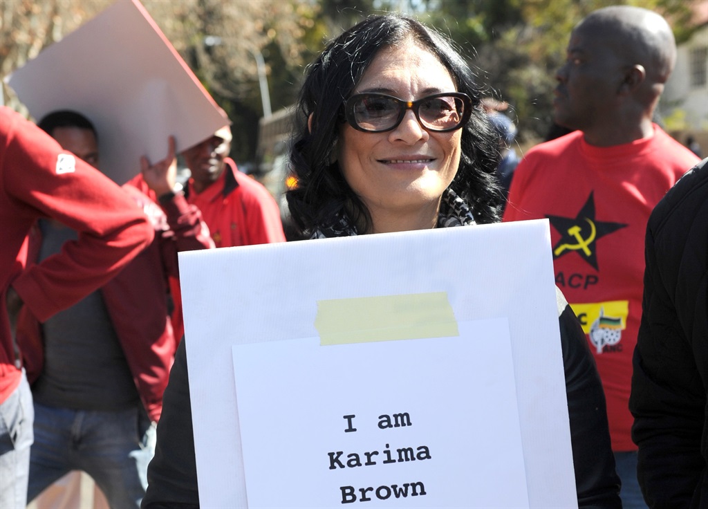 Karima Brown during the protest against SABC COO Hlaudi Motsoeneng outside the SABC in Auckland Park.