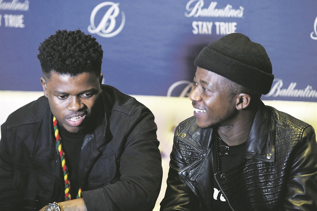 Black Motion’s Bongani ‘Murdah’ Mohosana and Thabo ‘Smol’ Mabogwane met with British Airways on Wednesday.             Photo by Lucky Nxumalo