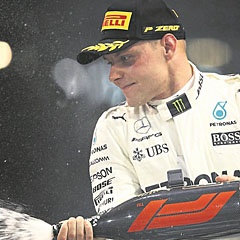 NONCHALANT:  Finland’s Valtteri Bottas and Mercedes is not bothered by being ranked a lowly 10th by Formula One bosses. (Mark Thompson, Getty Images)