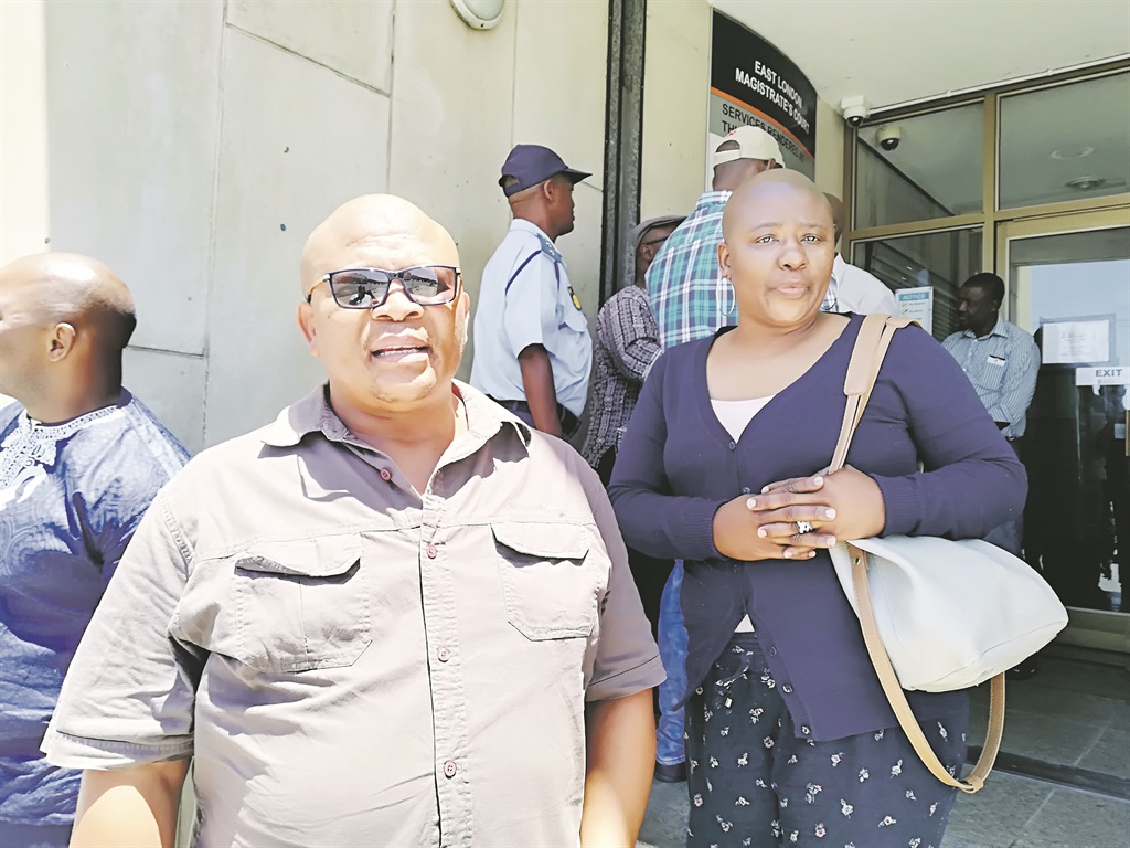 Andile and Yandiswa Payiya outside the East London Magistrates’ Court on Thursday Picture: Lubabalo Ngcukana